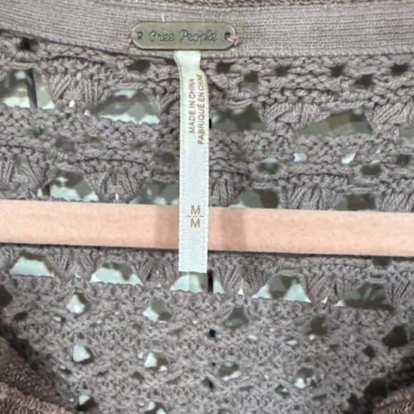 Free People Taupe Crochet Knit Sweater - Picture 2 of 8